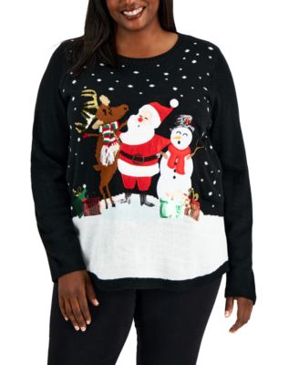 Karen Scott Plus Size Singing Santa Embellished Sweater, Created for Macy's - Macy's